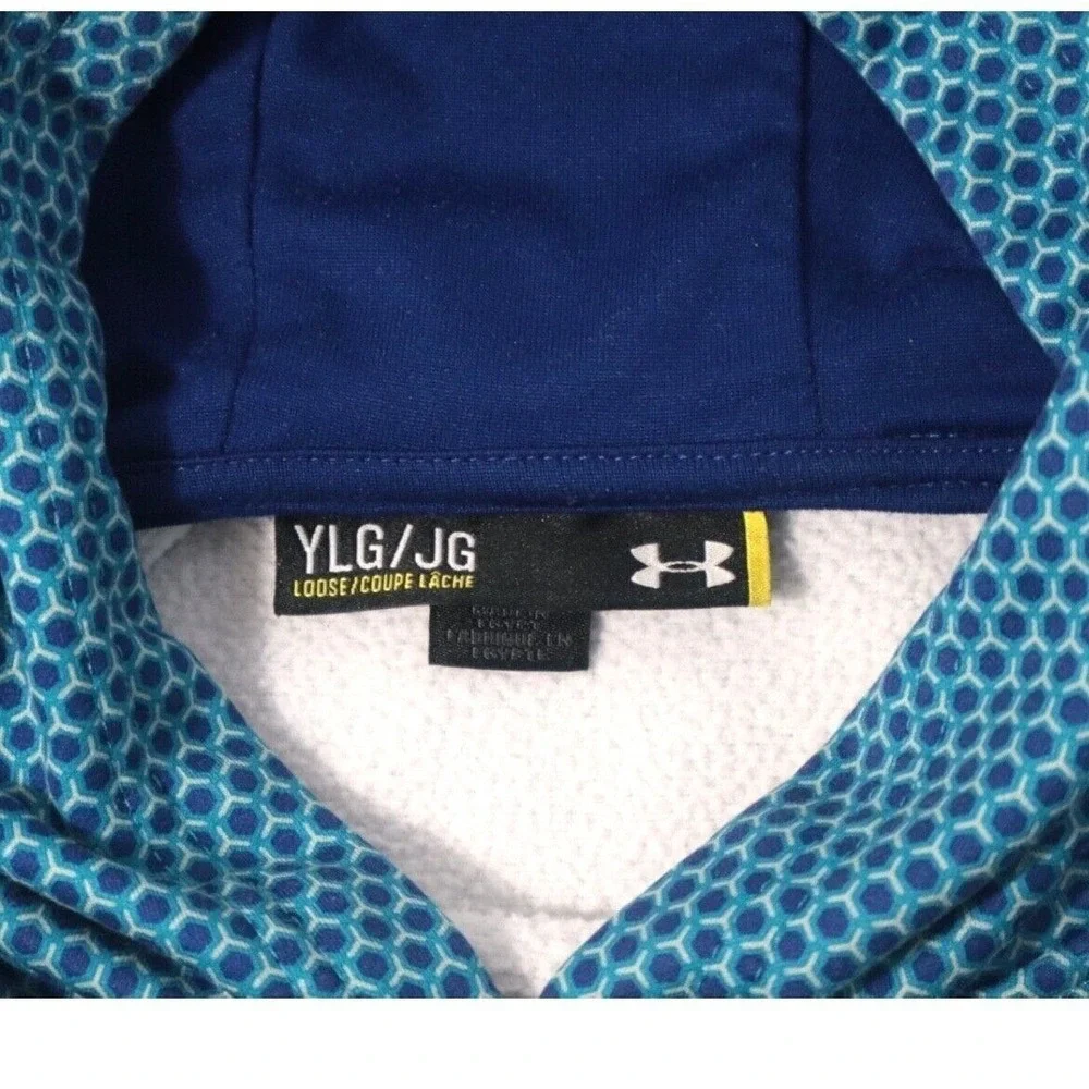 UNDER ARMOUR Youth Sz L Loose Sweatshirt Outdoor‎ Sports Geometric Blue Hoodie